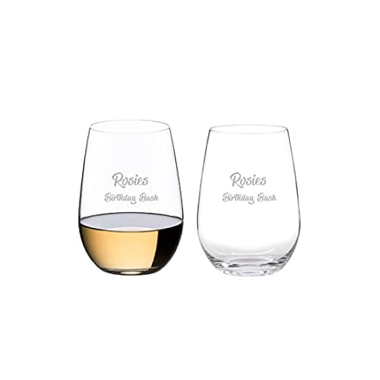 Riedel Personalized O Sauvignon Blanc/Riesling Wine Tumblers, Set of 2 Custom Engraved Stemless Wine Glasses for Riesling, Rose, Zinfandel, Dolcetto and More 826726856