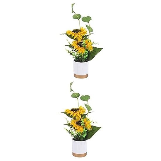 Didiseaon 2pcs Potted Sunflower Faux Potted Flowers Art