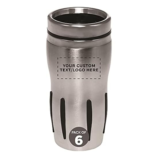 Custom Sporty Stainless Steel Tumblers 16 oz. Set of 6, Personalized Bulk Pack - Perfect for Kaffee, Hot Schokolade, Iced Tea, Soda, Other Hot & Cold Getränke - Schwarz 404785328