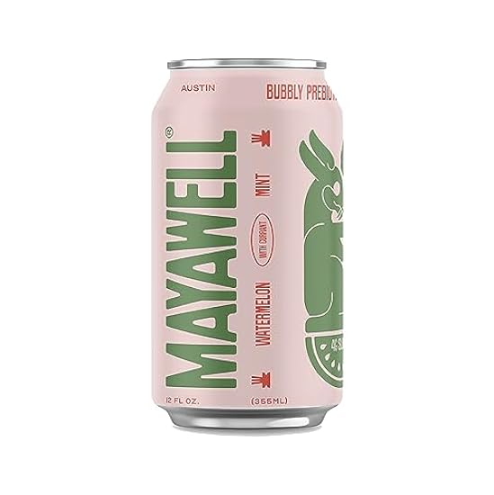 Mayawell Bubbly Prebiotic Soda: Made With Organic Prebiotic Fiber, Supports Gut Health and Immunity, 5G Fiber, Low Sugar, Low Calorie, Non-GMO [NEW CANS 12-Pack] (Wassermelon Mint) 116167990