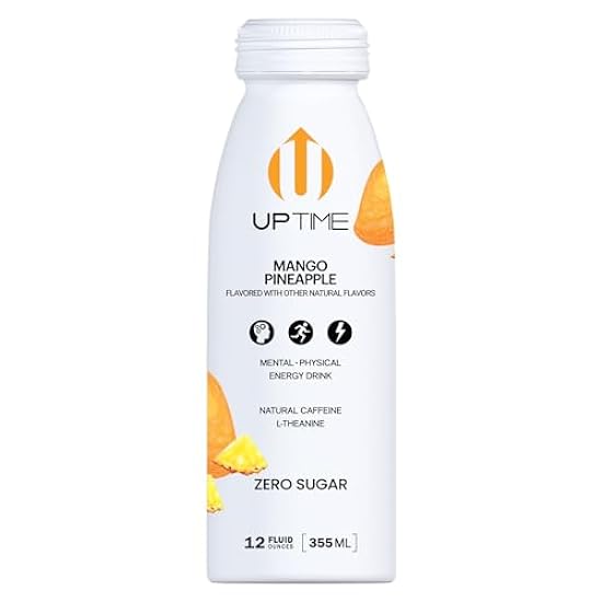 UPTIME – Mango Pineapple - Zero Sugar (12 Pack), Premium Energy Drink, 12oz Bottles, Natural Caffeine, Sparkling, Natural Flavors, 5 Calories… 215409041