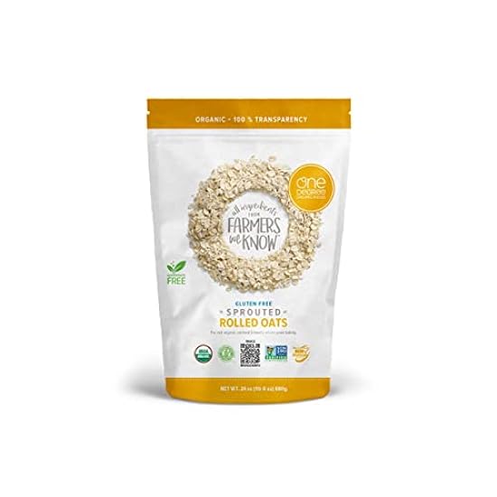 One Degree Organic Foods Sprouted Rolled Oats, USDA Organic, Non-GMO Gluten Free Oatmeal, 24 oz., 4 Pack 704559176