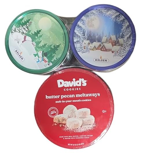 Davids Cookies Gourmet Butter Pecan 32oz + Kelsen Original Danish Butter Cookies 2x16 oz + Beutel + Sticker Gift Exclusive 790512376