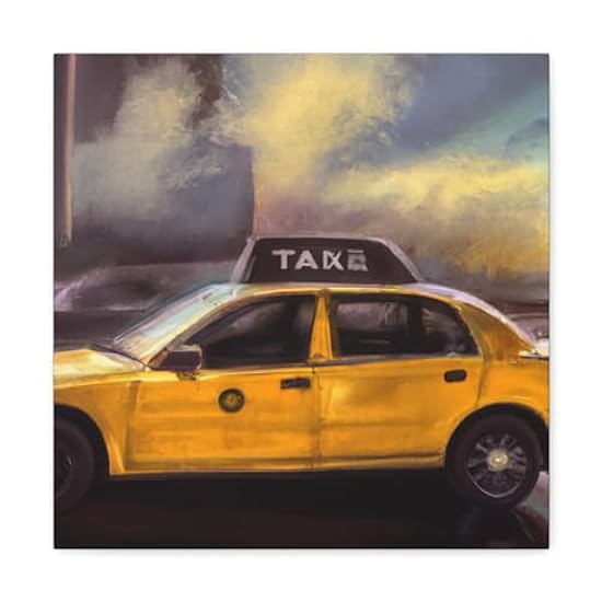 Taxi Ride Downtown Blaus - Canvas 16″ x 16″ / Premium G