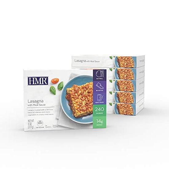 HMR Lasagna with Meat Sauce Entrée | Pre-packaged Lunch or Dinner to Support Weight Loss | Ready to Eat | 14g of Protein | Low Calorie Food | 8oz Serving per Meal | Pack of 24 584073807