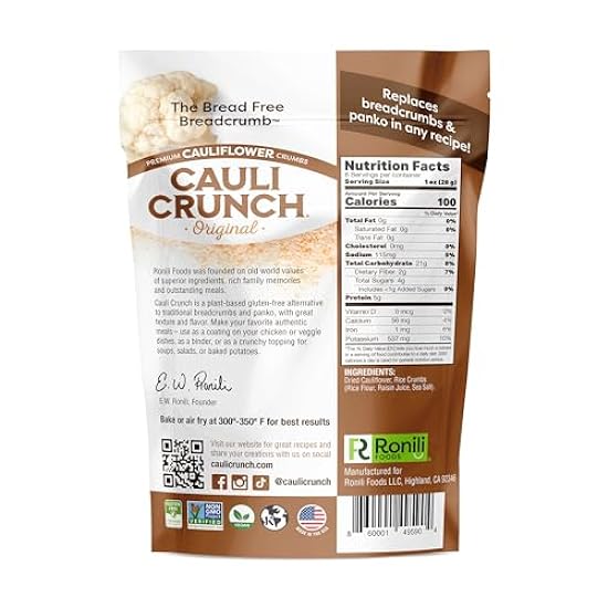 Cauli Crunch | Original Gluten Free Cauliflower Bread Crumbs – Bread-Free Breadcrumbs, Certified Gluten Free + NON-GMO, Vegan, Kosher Bread Crumbs, All Natural, 3-PACK (Original) 813999455