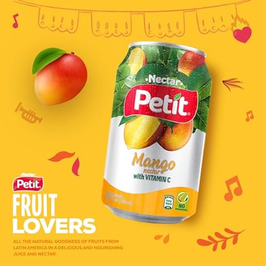 Petit | Mango Nectar | Recyclable Can | 330 ml | Pack of 24 | Fresh Beverage with Vitamin C 692787999