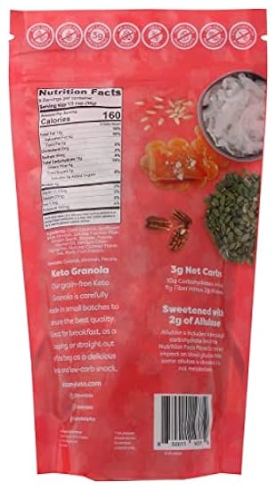 Kiss My Keto Salted Caramel Granola Cereals, Low Sugar, 9.5 Ounce (Pack of 6) 851628004