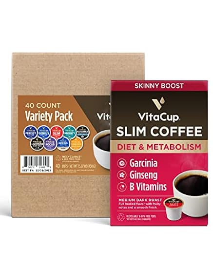 VitaCup Kaffee Pod Variety Sampler Pack 40ct. + Slim Ka