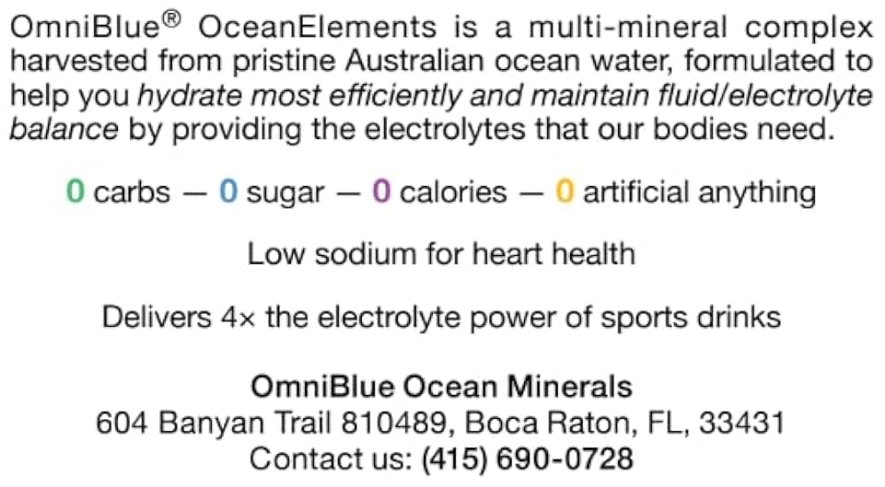 OceanElements Electrolyte Hydration Powder (2.9 oz) - Kein Zucker - No Carbs - No Calories - No Artificial Anything, Low Sodium | Concentrate | Powdered Ocean Minerals | Full spectrum minerals | Natural 163870419