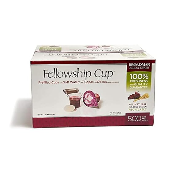 Broadman Church Supplies Pre-filled Communion Fellowship Cup, Juice and Wafer Set, 500 Count 402202711