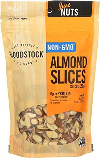 Woodstock Farms All Natural Thick Raw Almond Slice, 7.5 Ounce - 8 per case. 15980009