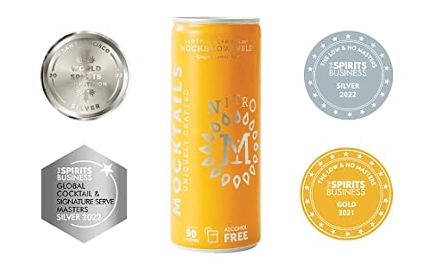 Mocktails Alcohol Free Moscow Mule Nitro Can 12 Pack | Award Winning Non-Alcoholic Drink | Nitrogen Charged | Premium Zero Proof Craft Cocktail Beverage | 12 Nitro 200ml/6.8 oz Cans 700196097