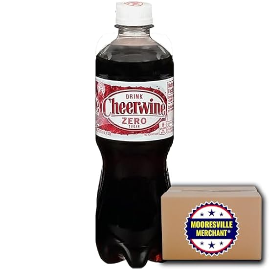 Cheerwine Zero Sugar Soda, 16.9 fl oz, 24 Plastic Bottl