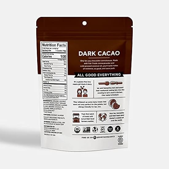 Emmy´s Organics Dark Cacao Coconut Cookies (Pack of 8) Gluten-Free, Organic, Vegan, Paleo-Friendly 737755809