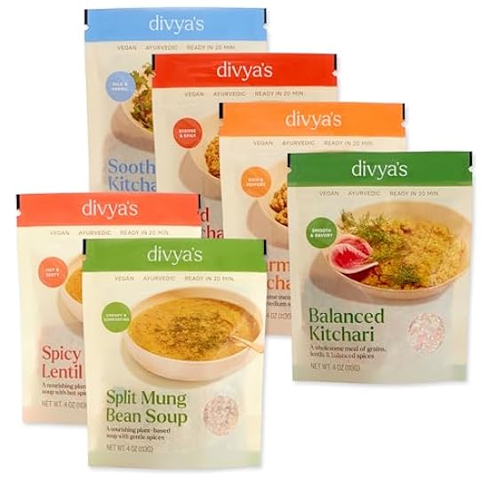 Divya´s One-Pot Meal Variety Pack Bundle, Ayurvedic Meals with Grains, Lentils, & Spices, Healthy & Nourishing Plant-Based Meal, Vegan, Non-GMO, Gluten Free, Organic, Single Serve 6 Pack 958848429