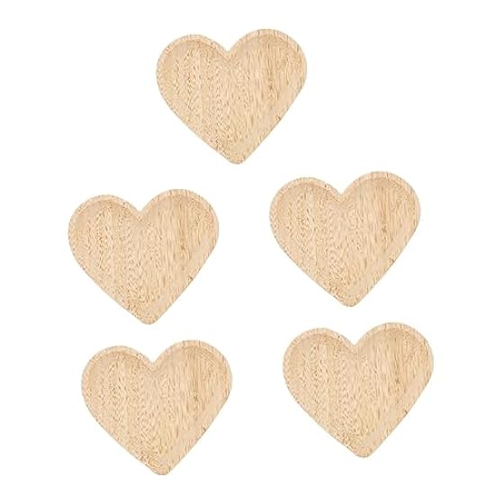 Cabilock 5pcs Wooden pallets heart shape plates heart b