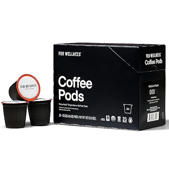 For Wellness Organic Arabica Kaffee Pods (24 Pods, Medium Roast) – Pair With The Good Stuff™ to Supercharge Your Kaffee 769306103