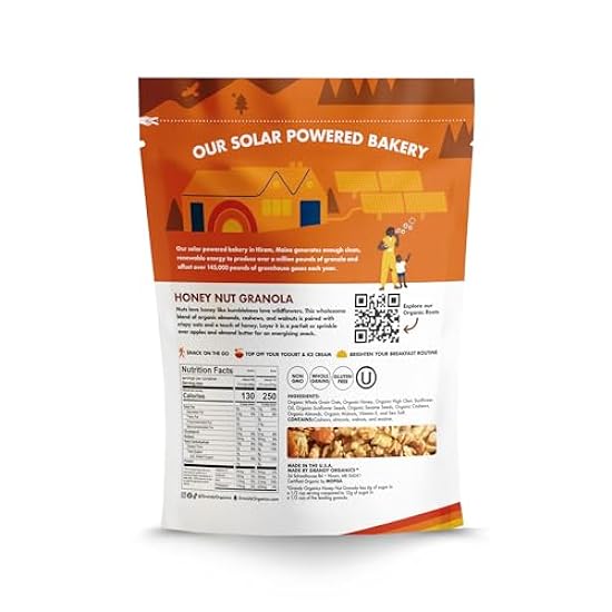 Grandy Organics Honey Nut Gluten Free Granola - Certified Organic, Non-GMO, Lower Sugar, Family Value Size 2 Pound Bags, Bulk Pack of 2 343806299