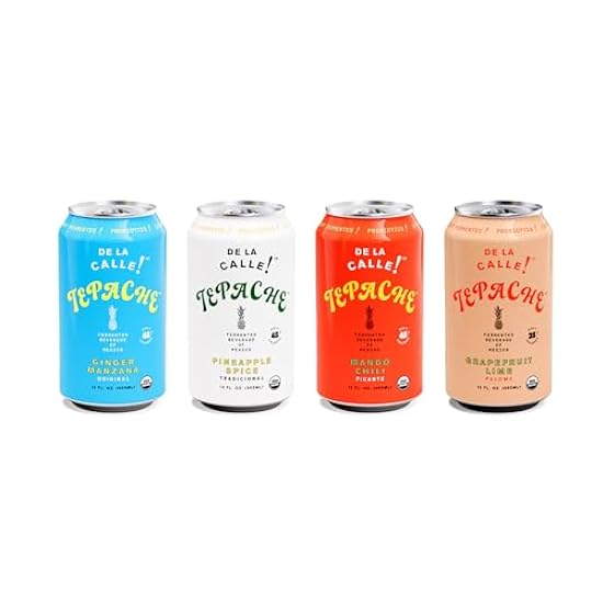 De La Calle Tepache - Naturally Fermented Pineapple Beverage, Antioxidant Rich, Certified Organic, Fermented, Low Sugar (Core Variety Pack) 748888997