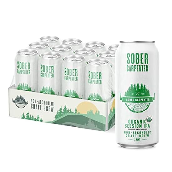 Sober Carpenter Non Alcoholic Craft Beer - Organic Session IPA - Pack of 12 (16 oz Each) 735061332