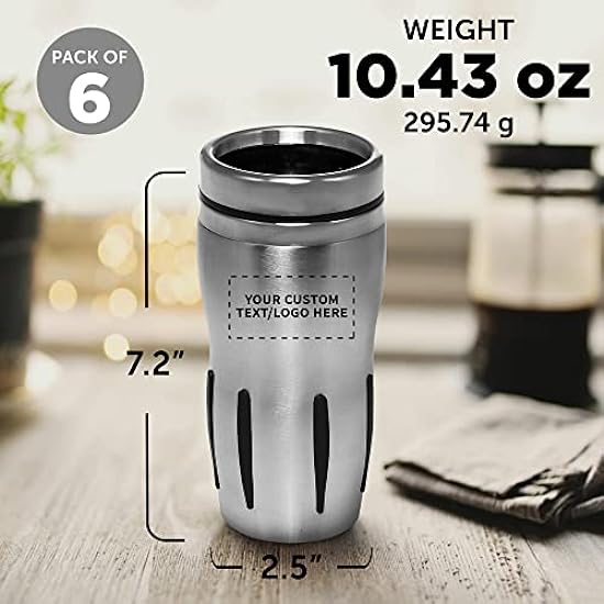 Custom Sporty Stainless Steel Tumblers 16 oz. Set of 6, Personalized Bulk Pack - Perfect for Kaffee, Hot Schokolade, Iced Tea, Soda, Other Hot & Cold Getränke - Schwarz 404785328