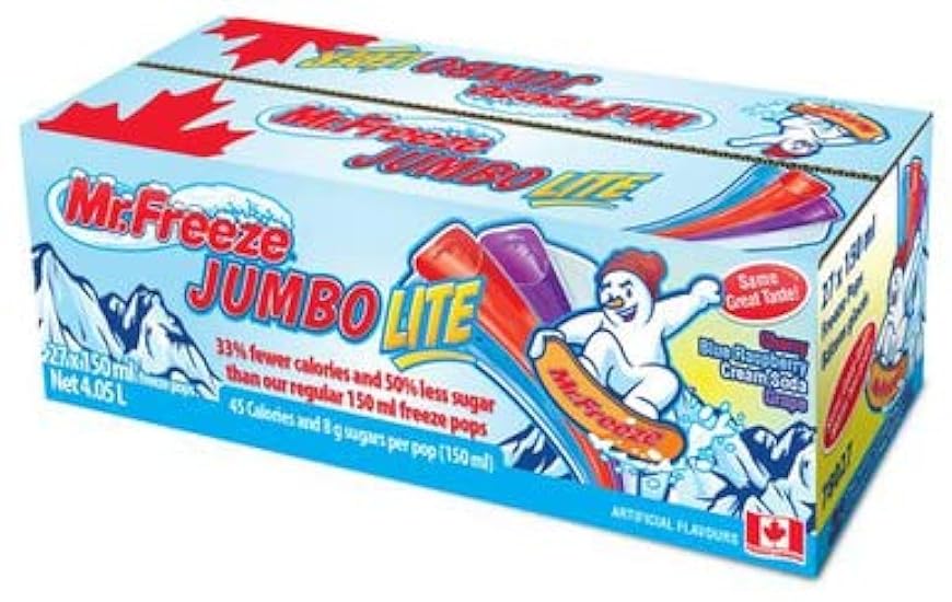 Mr Freeze, Jumbo Lite, Ice Pops, 27x150ml, Freezies, {Imported from Canada} 683257385