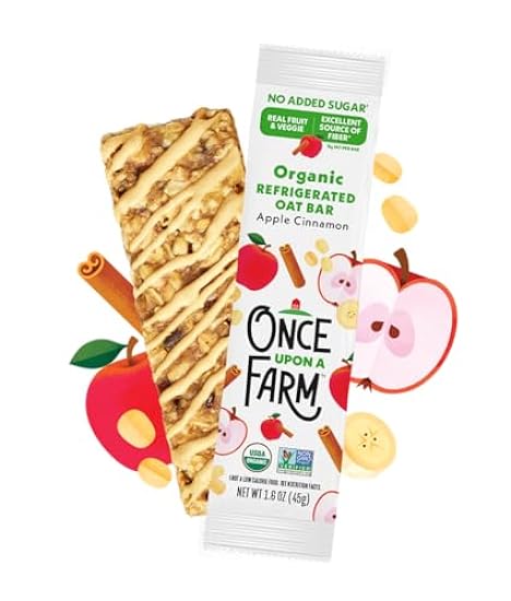 Once Upon a Farm | Refrigerated Oat Bar | Apple Cinnamon | No Added Sugar | Real Fruit and Veggie | Multi-Pack (24) 165213220