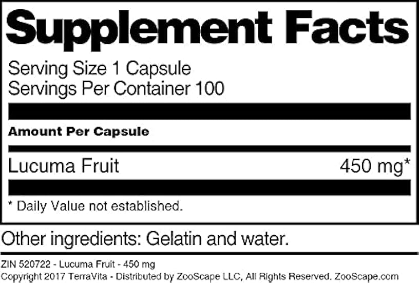 Terravita Lucuma Fruit - 450 mg (100 Capsules, ZIN: 520722) 337815246