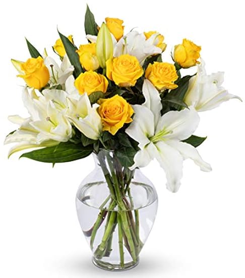 BENCHMARK BOUQUETS | Orange Rose and Lily Bouquet, Prime Delivery, Free Vase, Farm Direct Fresh Flowers, Gift for Anniversary, Birthday, Congratulations, Get Well, Home Décor, Sympathy, Thanksgiving 488417675