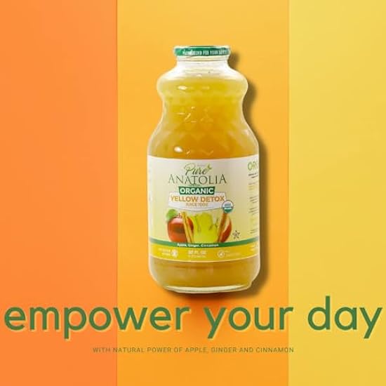 100% Organic Fruit Juices by Pure Anatolia • Yellow Detox Juice • USDA Organic, Gluten Free, Vegan - Glass Bottle of 32 fl oz. (Promotes detox, boosts recovery, and supports immune function) 390076768