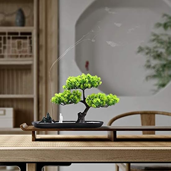 JKXWX Artificial Bonsai Tree Welcome Pine Bonsai Artificial Plant Decoration Ceramic Rockery Small Potted Desktop Decoration Bonsai Plant Pot 390207604
