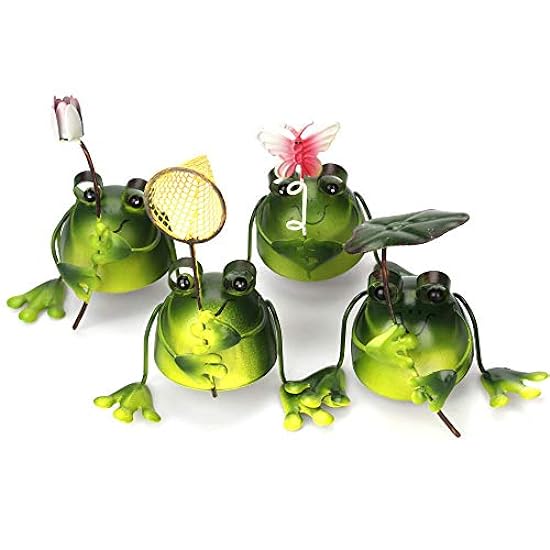 LLSJF Head Sculptures 4Pcs/Set Metal Frogs Bonsai Garde