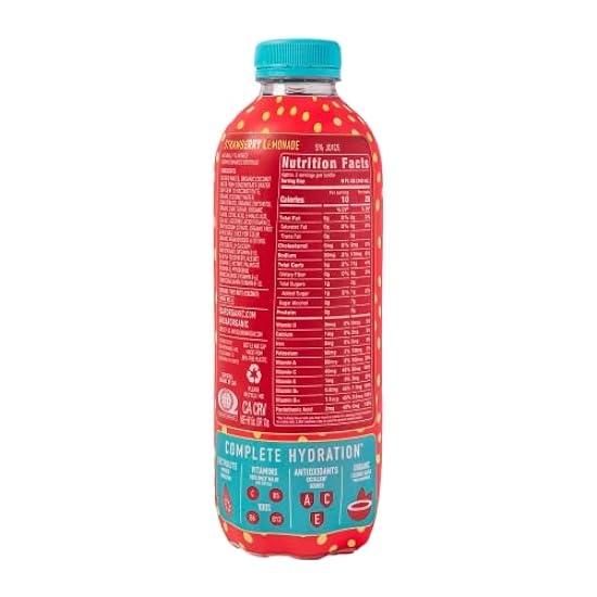 Roar Organic Strawberry Lemonade Complete Hydration Electrolyte Beverage: A Coconut Wasser-Infused, Low-Calorie, Low-Sugar, Low-Carb USDA Organic Drink with Antioxidants and Vitamins (Pack of 12, 18 Fl oz. per bottle) 850263540