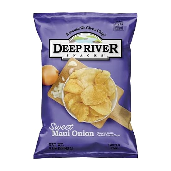 Deep River Snacks Sweet Maui Onion Kettle Cooked Potato Chips, Non GMO, 8 Ounce (Pack of 12) 711186133
