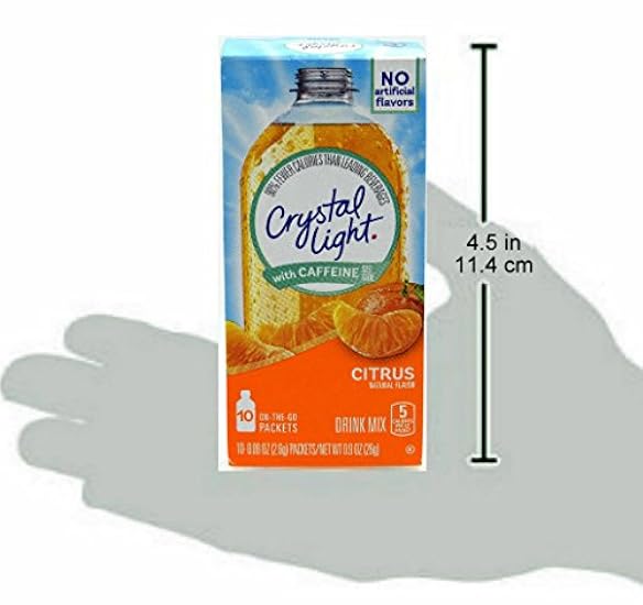 Crystal Light On The Go Citrus With Caffeine Drink Mix, 10-Packet Box (Pack of 45) 141571080