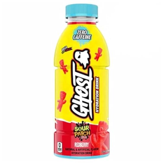 Ghost Hydration Drink SOUR PATCH KIDS REDBERRY (Pack of 12) (1 Case) Kids 16.9oz Zero Caffeine Sour Then Sweet Zero Sugars 996mg Total Electrolytes (Includes 12 Individual Redberry 16.9oz Plastic Twist Offs) 573004694