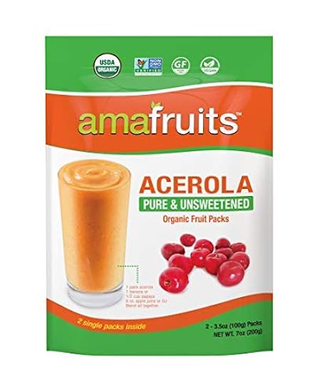 Amafruits Acerola Frozen Puree Pure and Unsweetened Smo
