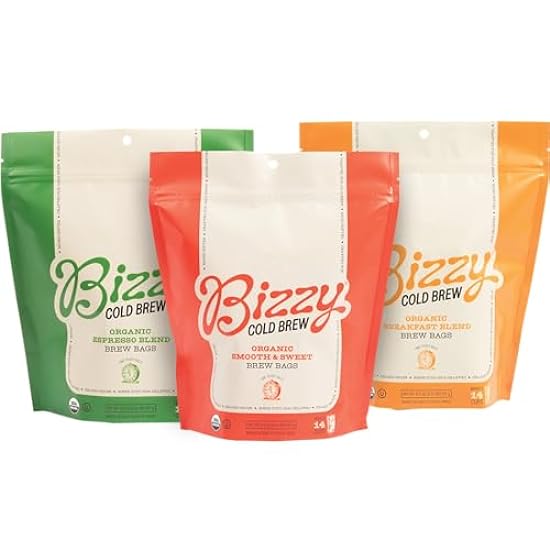 Bizzy Organic Cold Brew Kaffee | Bundle | Roaster´s Choice | 4-count Brew Bags | 3 Pack 148375322