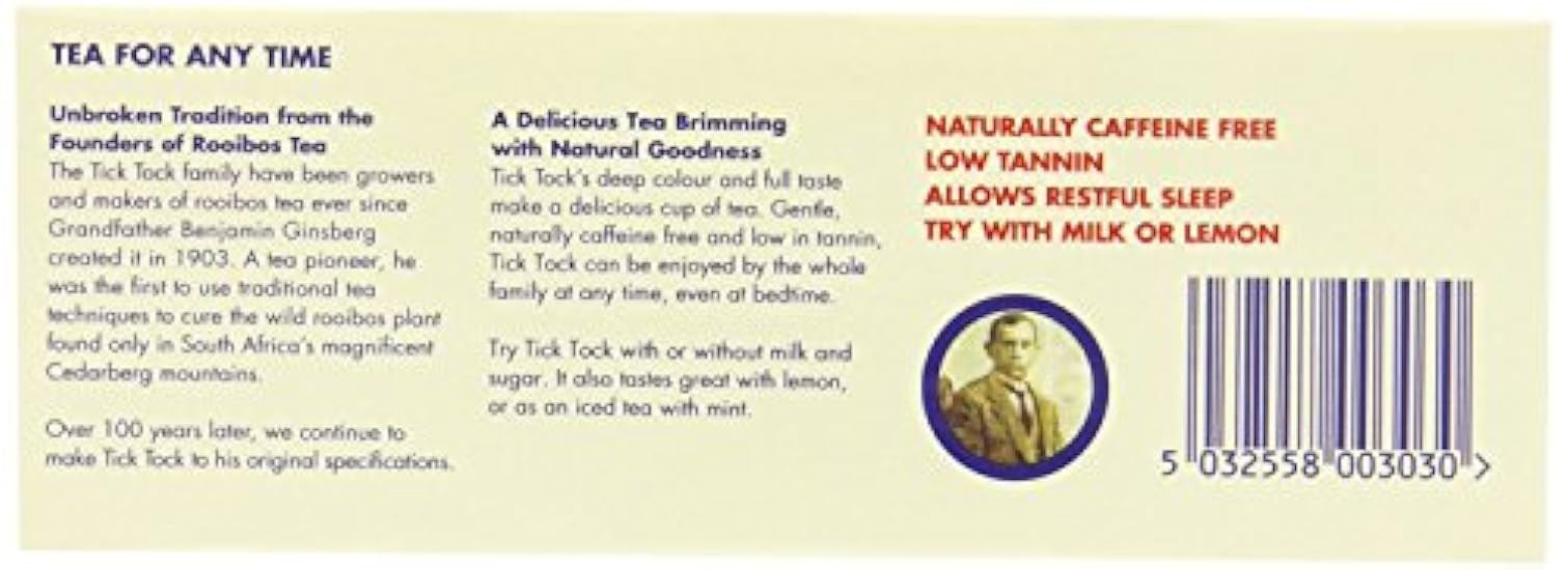 Tick Tock Organic Rooibos 80 Teabags (Pack of 5, Total 400 Teabags) 981492248