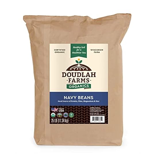 Organic Navy Beans 25lb Bulk by Doudlah Farms - Farmed 