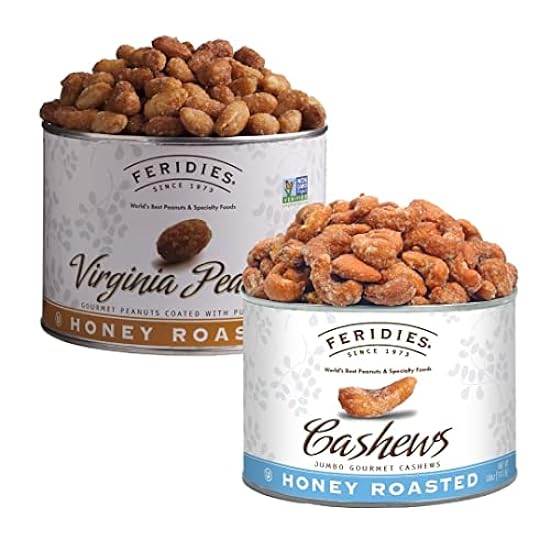 FERIDIES 18oz Honey Roasted Collection - Jumbo Gourmet Honey Roasted Cashews and Honey Roasted Peanuts 525003187
