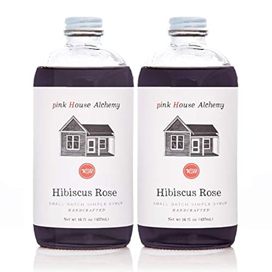 PINK HOUSE ALCHEMY Hibiscus Rose Simple Syrup 2 Pack / 16 OZ Bottles for Kaffee, Cocktail, Mocktail, Non Alcoholic Drinks, All-Natural Non-GMO (HR2) 199933442