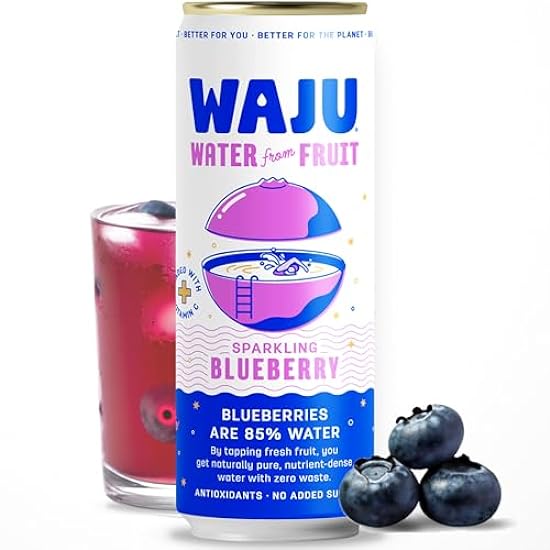 WAJU Organic Sparkling Blauberry Wasser, No Added Sugar, Immune Support with 100% DV Vitamin C, Antioxidant Nutrients, Environmentally Friendly Sourcing - 12 pack (12 oz) 335162986