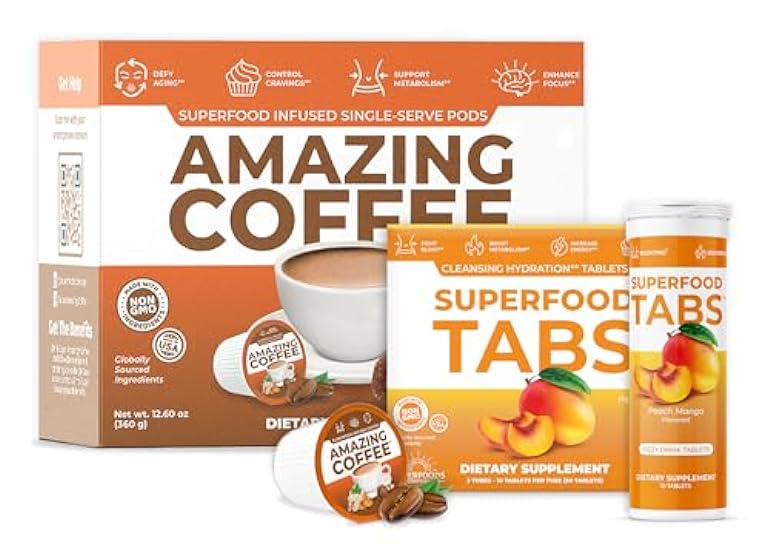 Superfood Kaffee 24 K-Cup Pods & 30 Detox Tabs Peach Ma