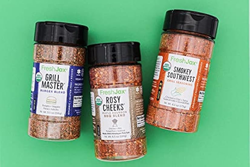 FreshJax Grilling Spice Gift Set for Beef - Grill Master, Rosy Cheeks Rub, Smokey Southwest Seasonings (3 pack) - Gift Box Included 881213616