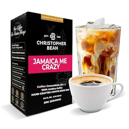 Christopher Bean Kaffee - 396 servings, 30 to 1 Blend Beutel in Box Liquid Instant Kaffee or Cold Brew Kaffee Concentrate - Hot or Iced Kaffee - Jamaica Me Crazy 898041867