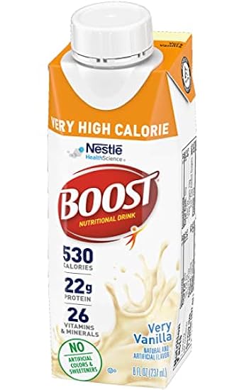 Boost Very High Calorie Nutritional Drink, Very Vanilla, 8 FL OZ (Pack of 12) 390932000