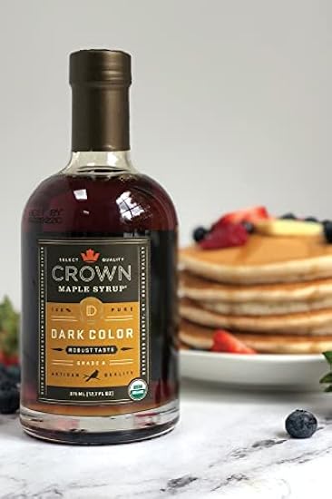 Crown Maple Dark Farbe, Robust Taste, 12.7 Fl Oz, 6-Pack, Organic Maple Syrup, 100% Pure, Enhance Cocktails, Marinades and Pancakes 721900206
