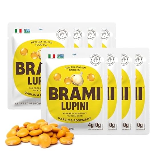BRAMI Lupini Beans Snack, Garlic & Rosemary | 7g Plant 
